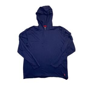 Polo Ralph Lauren Hoodie Shirt Mens Large Navy Blue Long Sleeve Lightweight